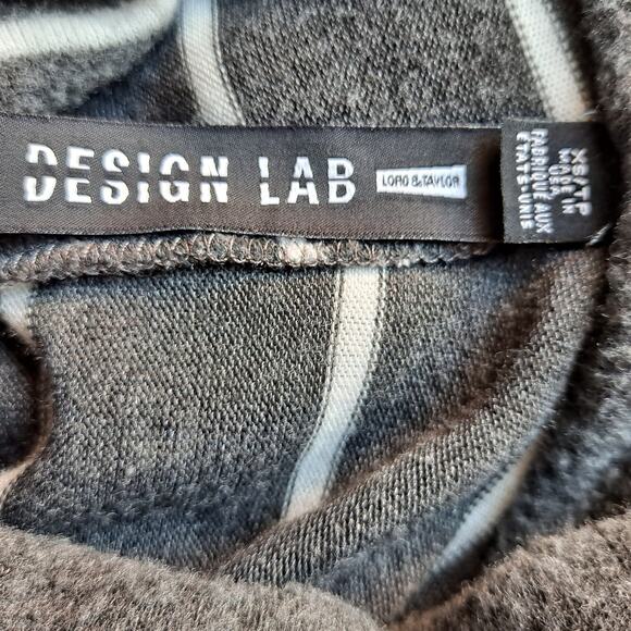 Design Lab Lord & Taylor Top Striped Cowl Neck Cold Shoulder Gray White Size XS - Picture 16 of 16